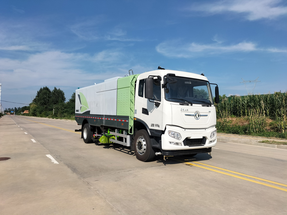 新款東風4x2純電動16m3道路清掃車多功能綠色灑水吸塵器電動汽車